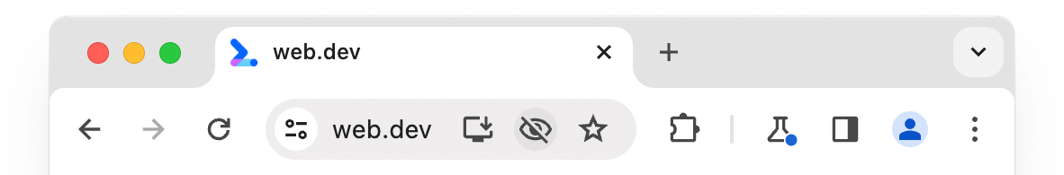 Ikon mata yang dicoret ditampilkan di kolom URL Chrome.